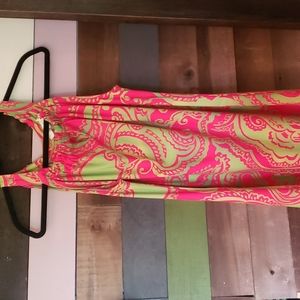 Bright pink and green summer dress